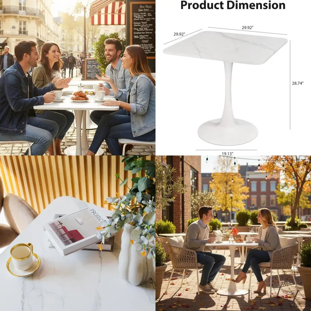 

Стильный круглый обеденный стол диаметром 30 дюймов с белой мраморной столешницей, простая сборка, устойчивый и не кренится.