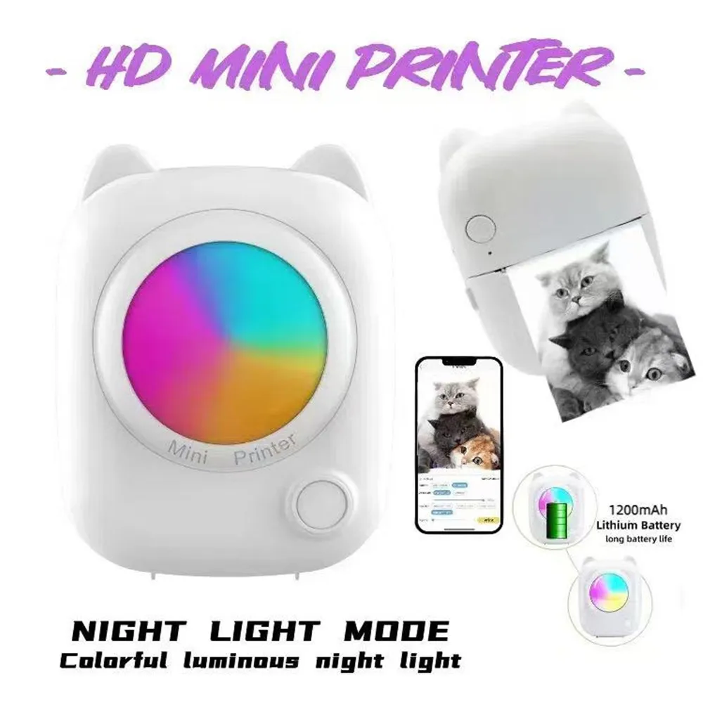 ミニポータブルサーマルプリンター,ワイヤレスラベル,メモ機,Bluetooth,インクレス,ポケット,電話メモ,印刷用紙,200dpi