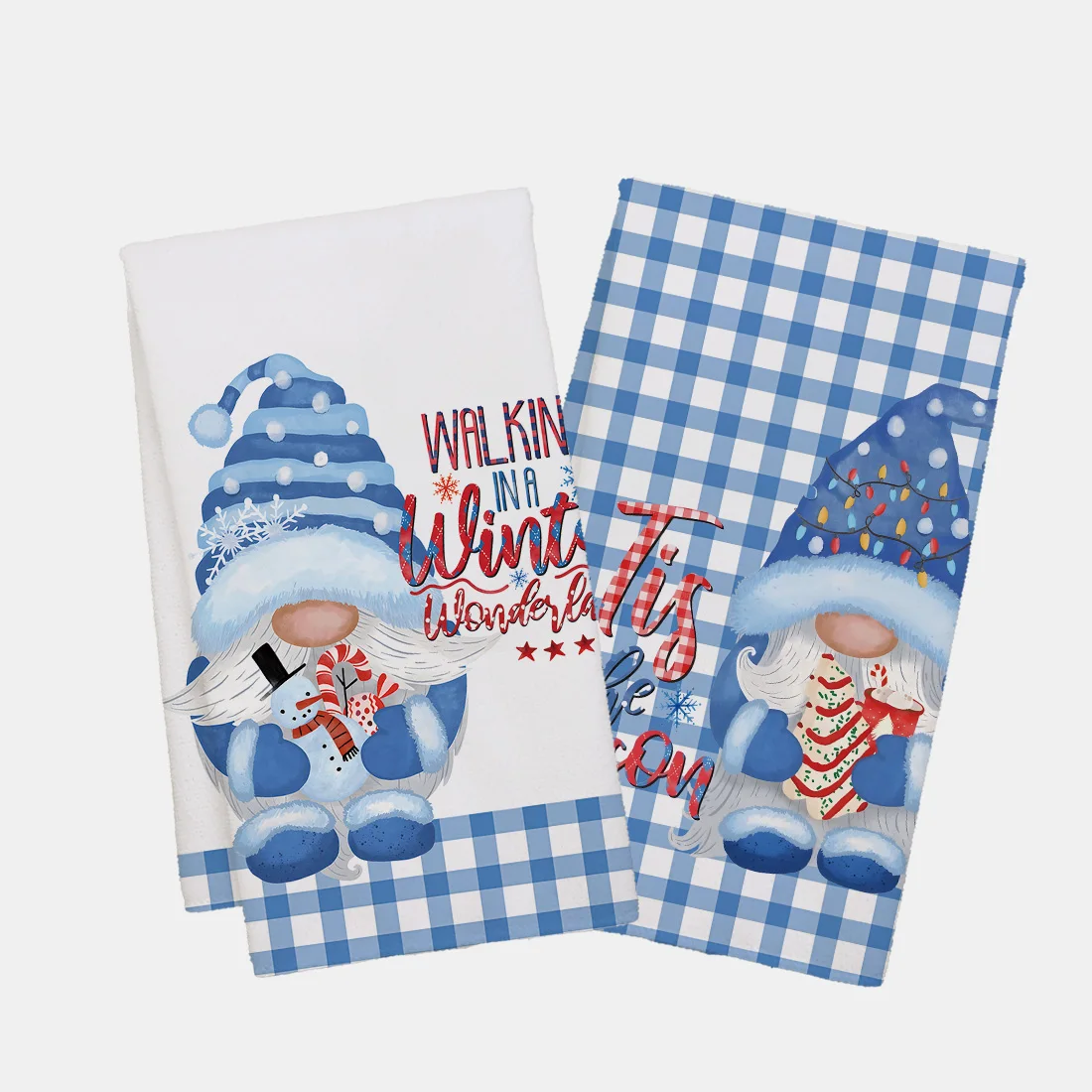 40x60cm Christmas Pliad Tea Towel Kitchen Dishcloth Grid Christmas Dwarf Pattern Water Cleaning Cloth Gift Merry Christmas Decor