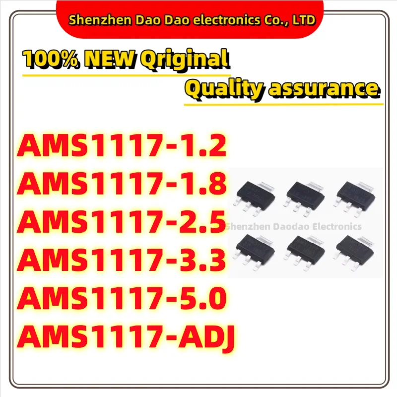 

100Pcs AMS1117-1.2 1.8 2.5 3.3 5.0V ADJ SOT-223 Voltage Regulator Power chip Buck chip IC New original