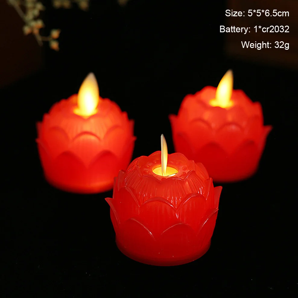 12PCS/Box Electronic Candle Lamp Simulation LED Lotus Candle Light Buddha Everlasting Light Simulation Candle Home Decor