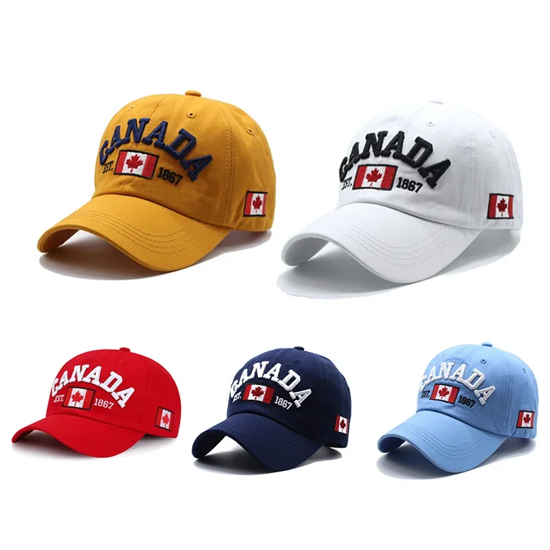 Men Women CANADA Letter Embroidery Baseball Cap Maple Leaf Flag Printed Hat Casual Adjustable Snapback  Hip Hop Golf Sport Caps