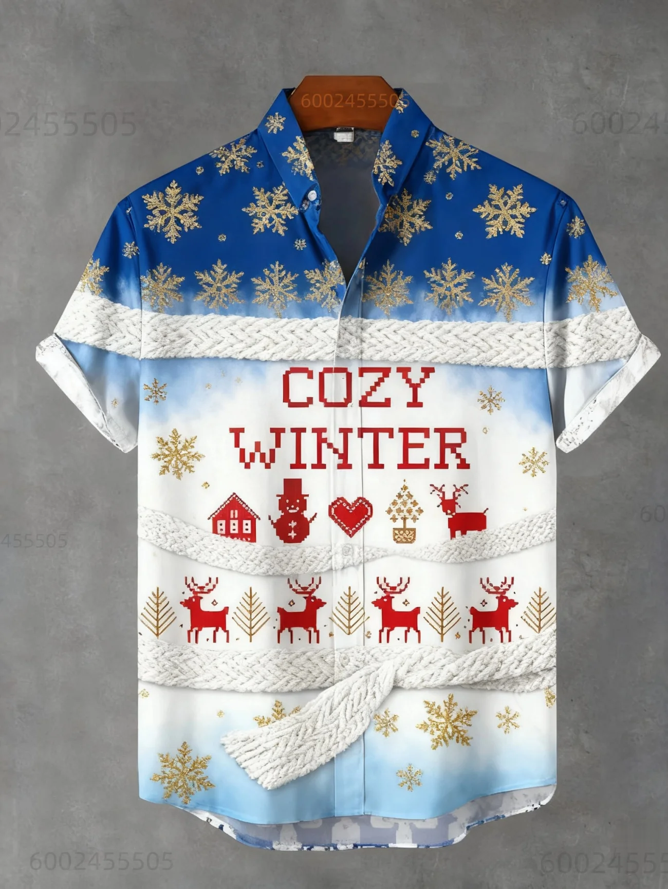 

Newly designed luxurious Hawaiian-style Christmas shirt, the best ethnic style Christmas shirt clothing, men's Hawaiian shirt
