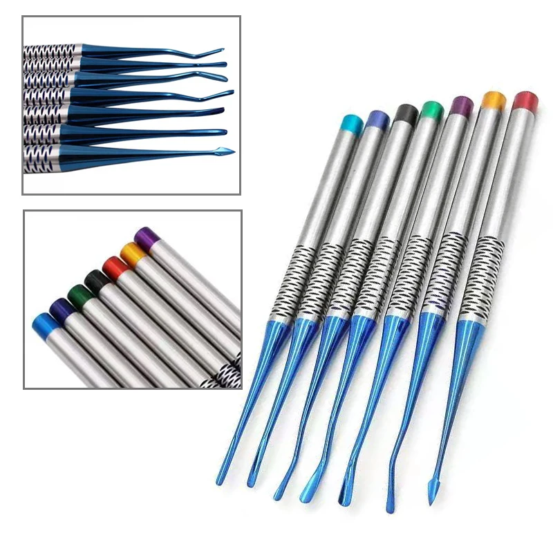 Blue 7Pcs/set Root Tooth Extraction Instruments Minimally Invasive Dentist Tools Stainless Steel Dental Extraction Implant Tools