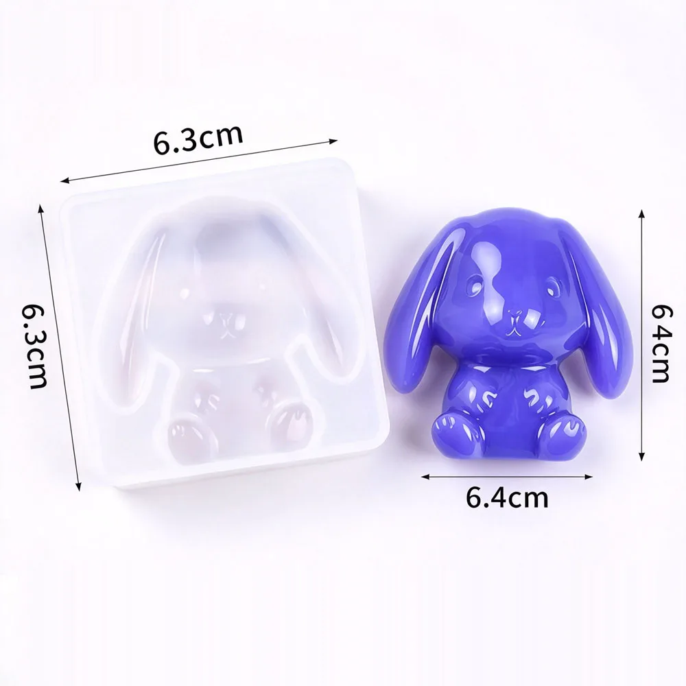 Half Stereo Sitting Dog Lop Eared Rabbit Silicone Mold Epoxy Resin Mould Cute Animal Handmade Desktop Ornament Craft Supplies
