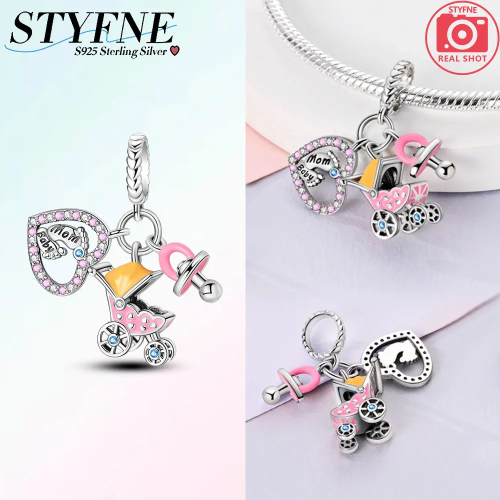 سحر 925 فضة مطلي عربة طفل مصاصة البصمة المعلقات صالح الأصلي سوار المرأة صنع المجوهرات الهدايا #1