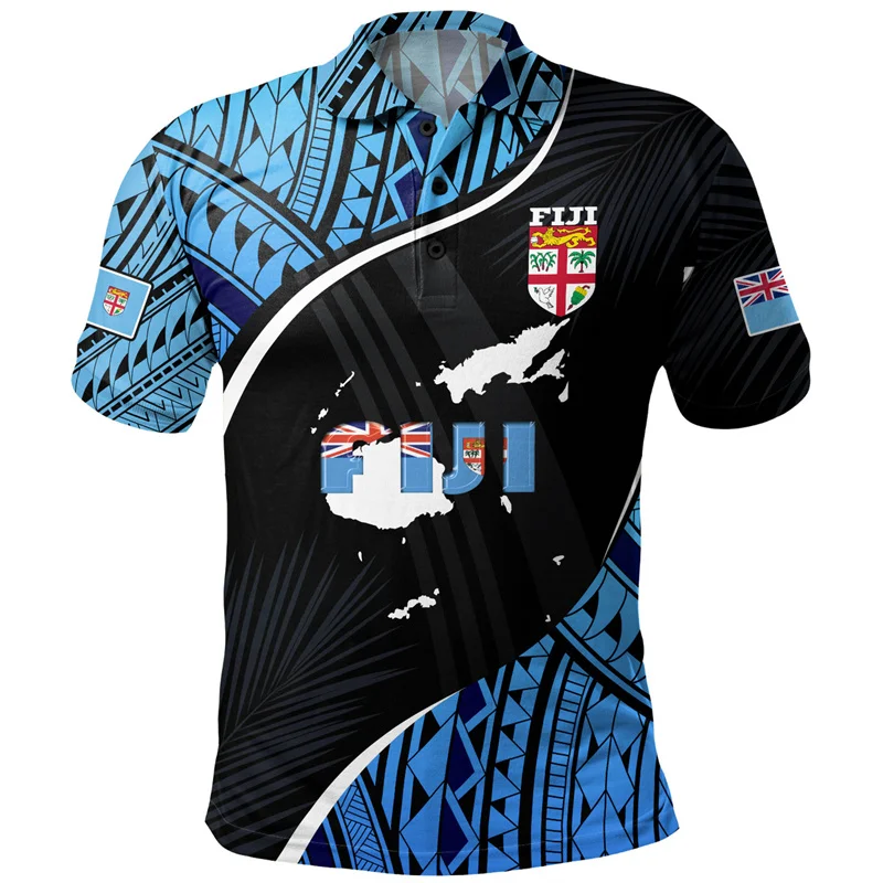 Summer Vintage 3D Printing FijiRugby Fly Fijians Polo Shirt For Men Happy Fiji Day Graphic Polo Shirts Kid Fashion Cool Polos