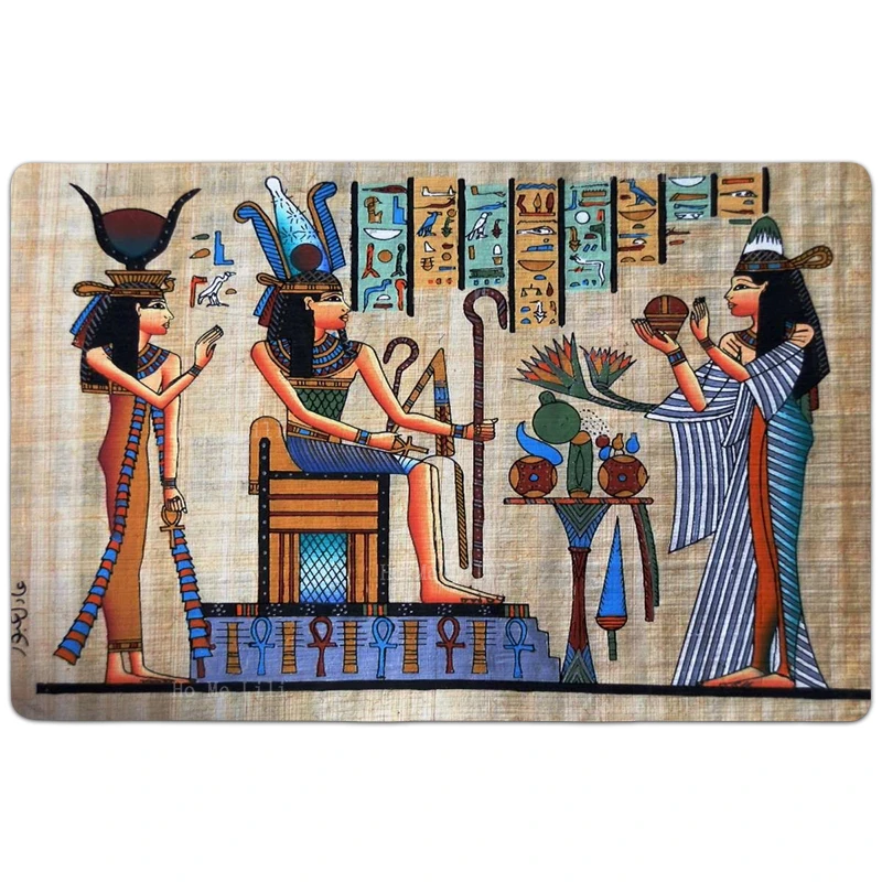 Ancient Egyptian Frescoes Hieroglyphic Leza Of The Queen Of Egypt Retro Old Culture Carpet By Ho Me Lili For Floor Decor