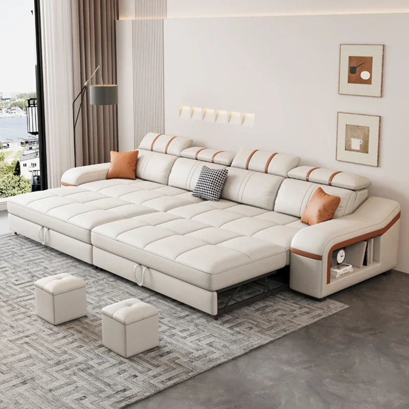 Fabric Modular Sofa Dual-purpose Straight Foldable Japanese Sofa Bed Multifunctional Storage For Three People Home Furniture