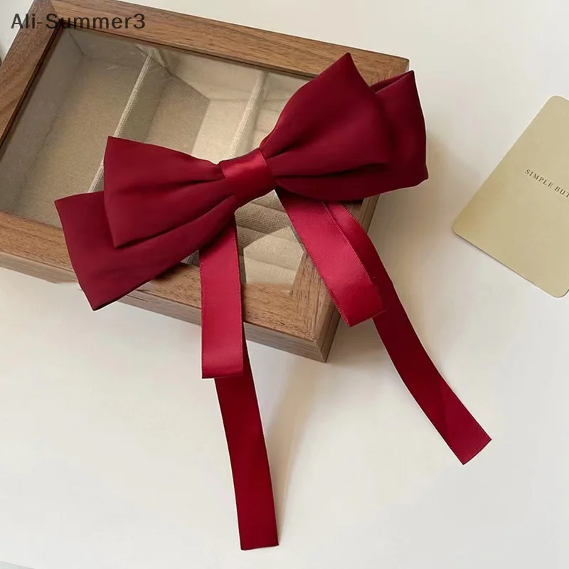 سيدة أنيقة مزاجه القوس الساتان الشريط دبوس الشعر للنساء الجزء الخلفي من الرأس الربيع دبوس الشعر أغطية الرأس موضة إكسسوارات الشعر