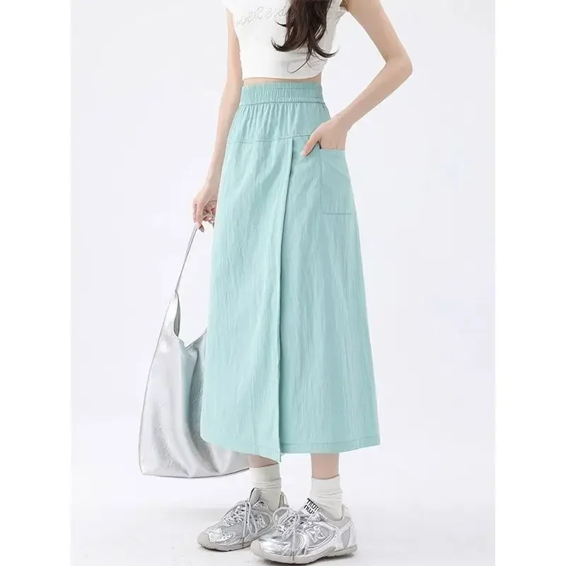 Pop Pop High Waist Slit Workwear Skirt Pants Women's Style New Summer Korean Version Slimming Spring Fashion Long Pants