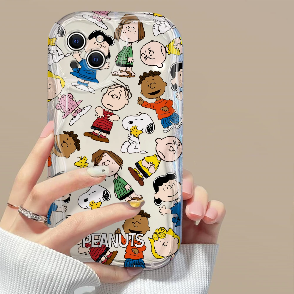 Funda de silicona suave para iPhone, carcasa bonita de Anime Snoopys 3D Wave para iPhone 15 14 13 12 11 Pro Max Mini X XR XSMAX 8 7 6S Plus