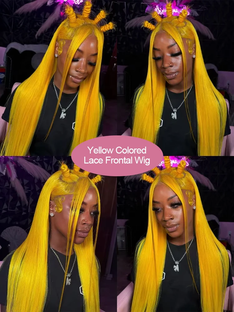 30 40 Inches Light Yellow Straight 13x6 HD Lace Frontal Wigs Human Hair 613 Colored 13x4 Lace Front Wig For Women Pre Plucked image 4