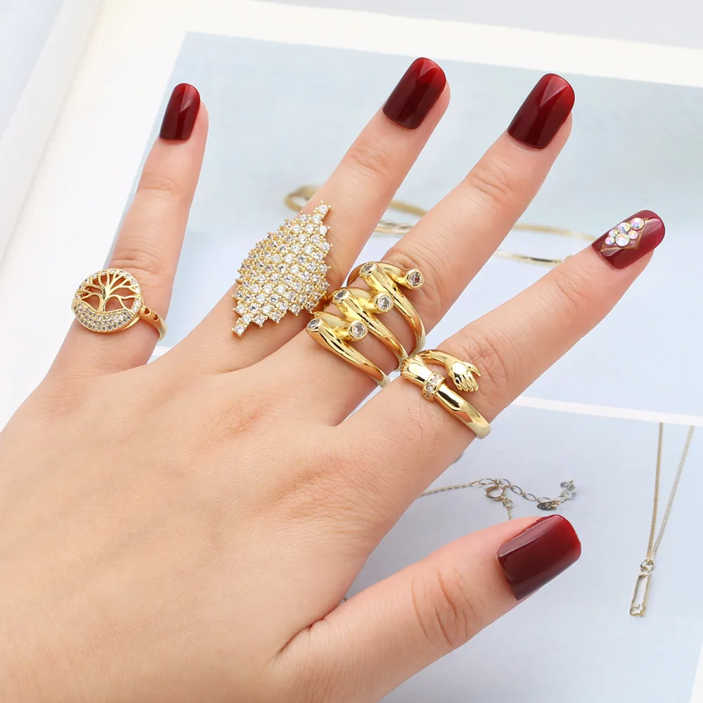 FLOLA Chunky Gold Plated Open Rings for Women Polish Water Drop Rings Statement Rings Hip Hop Jewelry Gifts rigs41