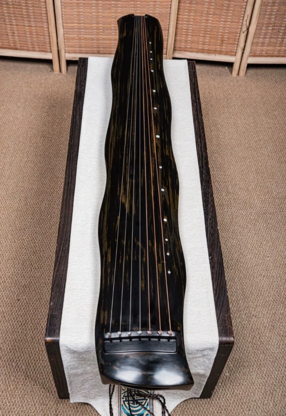 Qiushui Style Guqin Old Fir Wood Matte Chestnut Raw Lacquer Only One Available Chinese string instrument