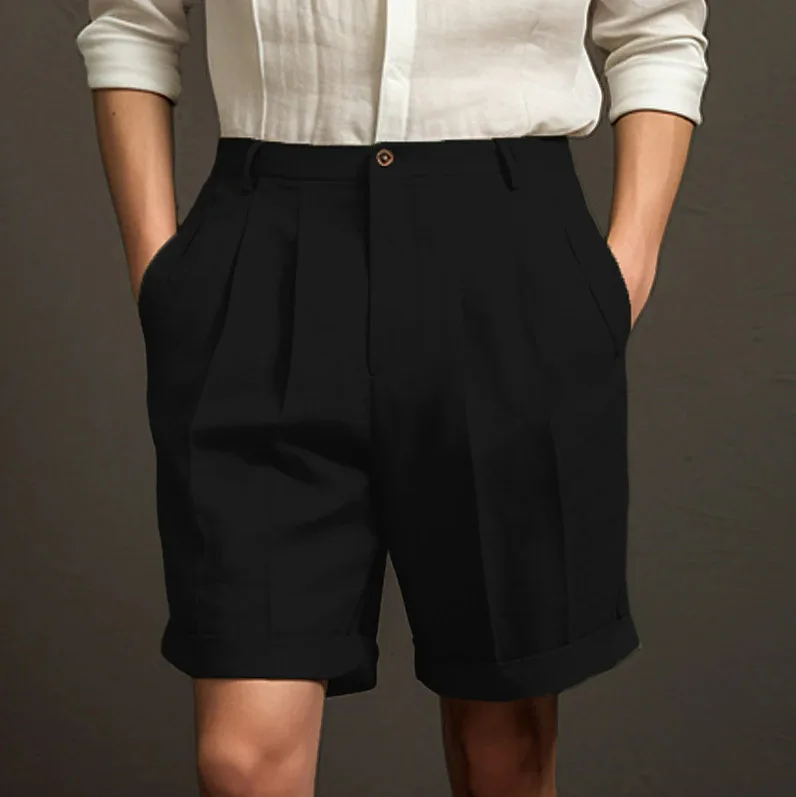 Summer Men's Shorts Button Pocket Pleated Fashion Simple Basic Pants Shorts for Men