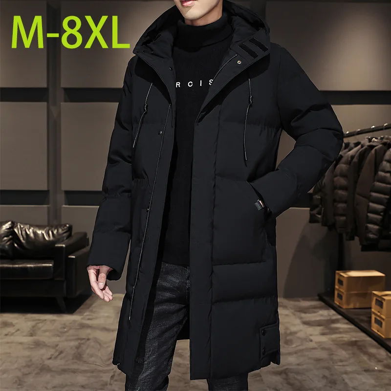 

Men's Thiened down Cotton Jaet Winter Warm Outerwear Long Sle Faionable Men's Coat Button Decorated Hooded Zipper Clo...
