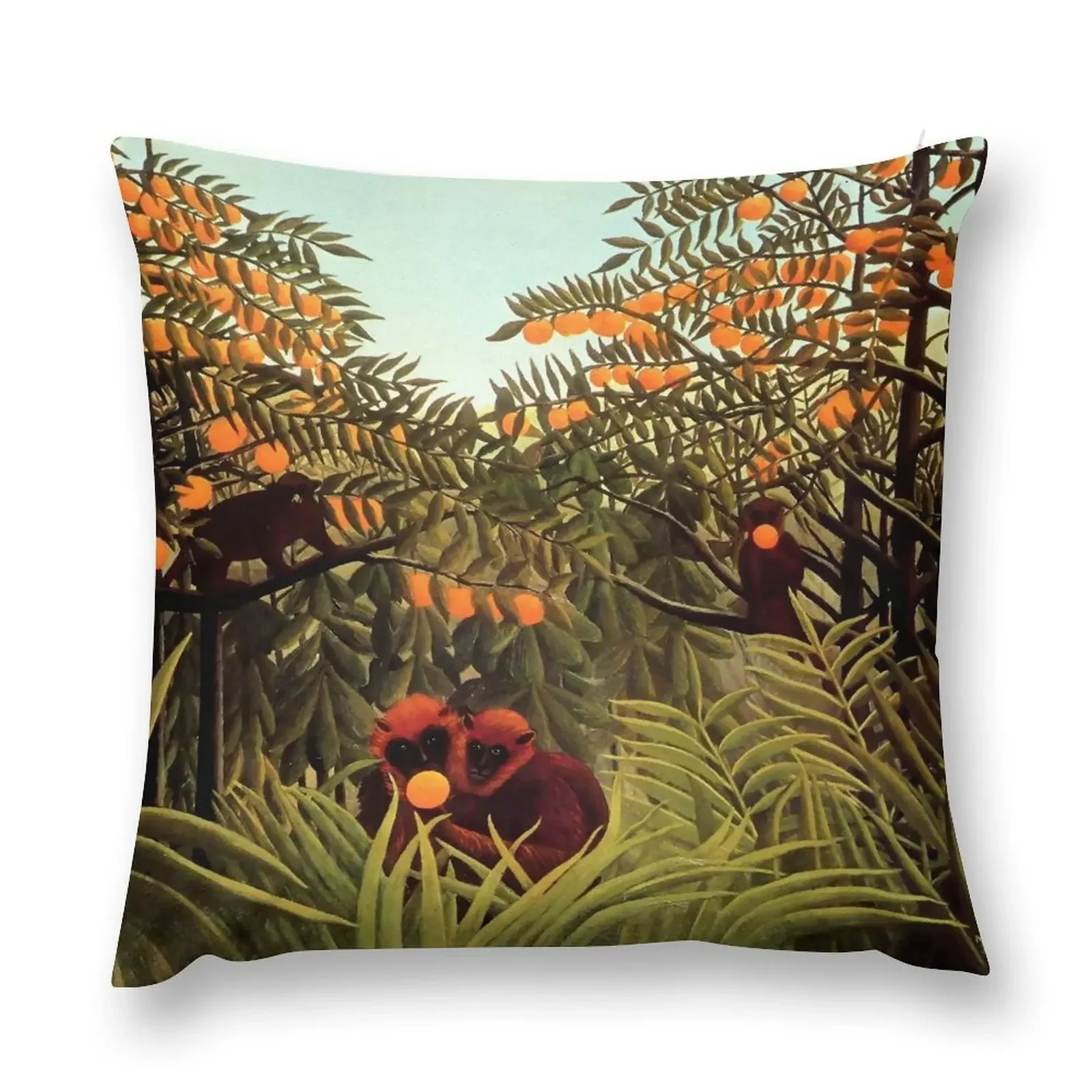 Henri Rousseau Apes in the Orange Grovee, 1910 Throw Pillow Pillowcases For Pillows Pillow Cases Marble Cushion Cover pillow