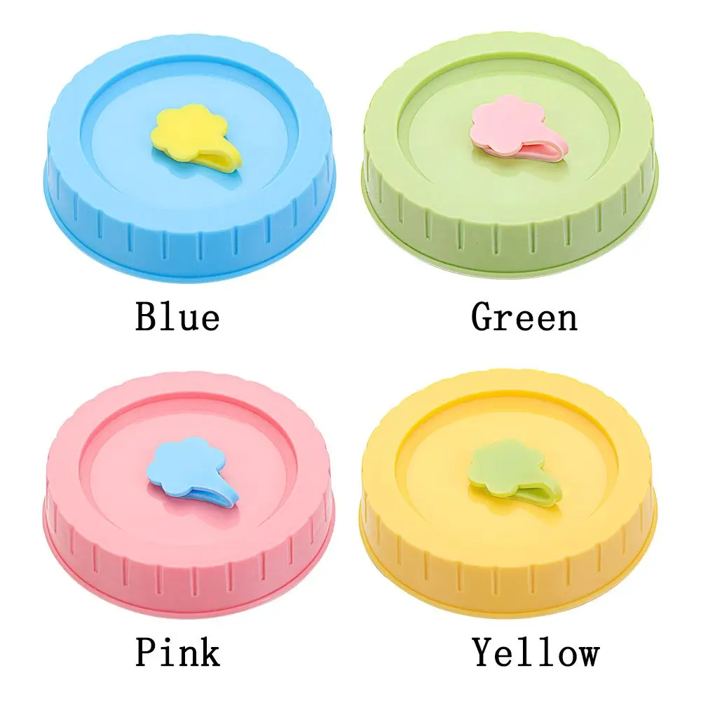 1/4Pcs Cute Universal Mason Jar Lids With Straw Hole 70mm Diameter Storage Wide Mouth Leak Proof Kitchen Supplies