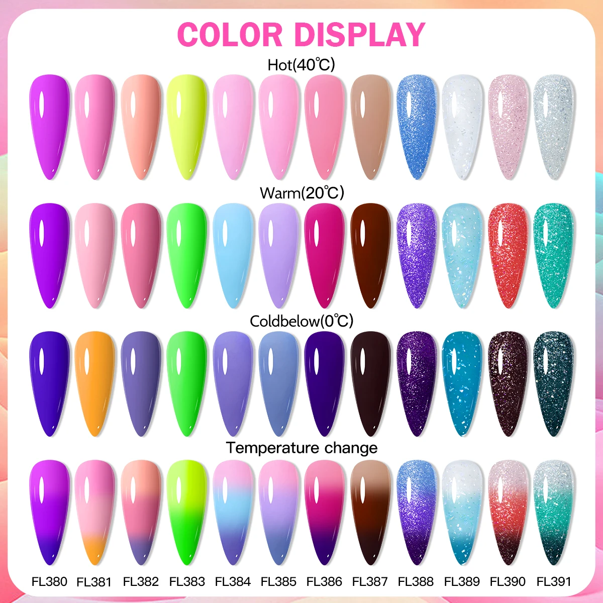 6個入り 7ml サーマルジェルネイルポリッシュセット 3層 温度変化ネイルアート UV LEDジェル セミパーマネント ソークオフ ネイルマニキュア