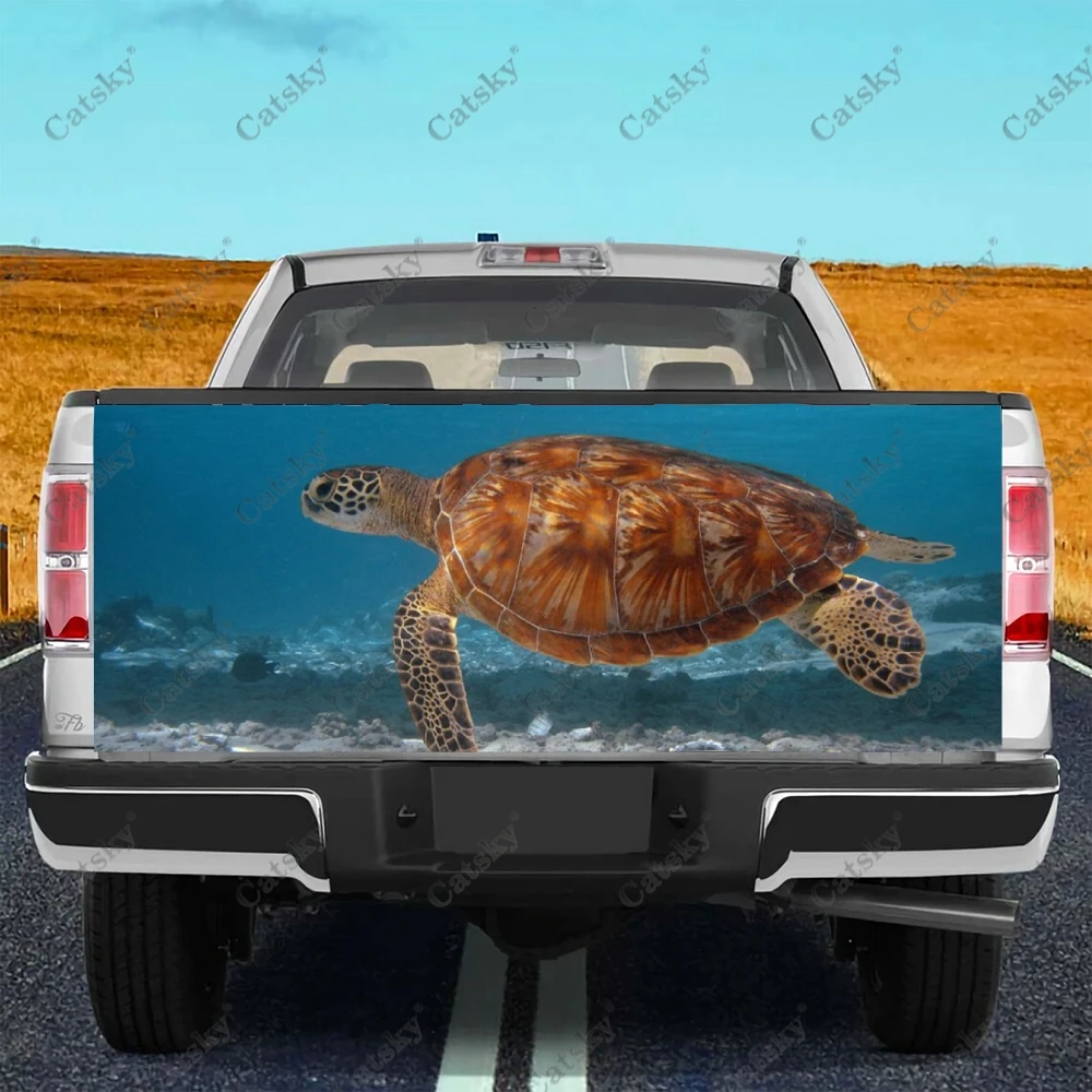 Free Swimming Sea Turtles Car Accessories Tail Trunk Protect Vinly Wrap Sticker Hood Decor Engine Cover for SUV Off-road Pickup