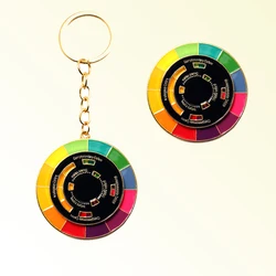 Spinning Color Compass Keychain Novelty Rotatable Palette Art Multicolour Wheel Metal Pendant Keyring For Friends Jewelry