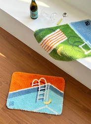 Cute Picturesque Tufted Carpet Mat Soft Fluffy Thick Tuftting Room Entry DoorMat Anti-slip Rug Entrance Floor Mat