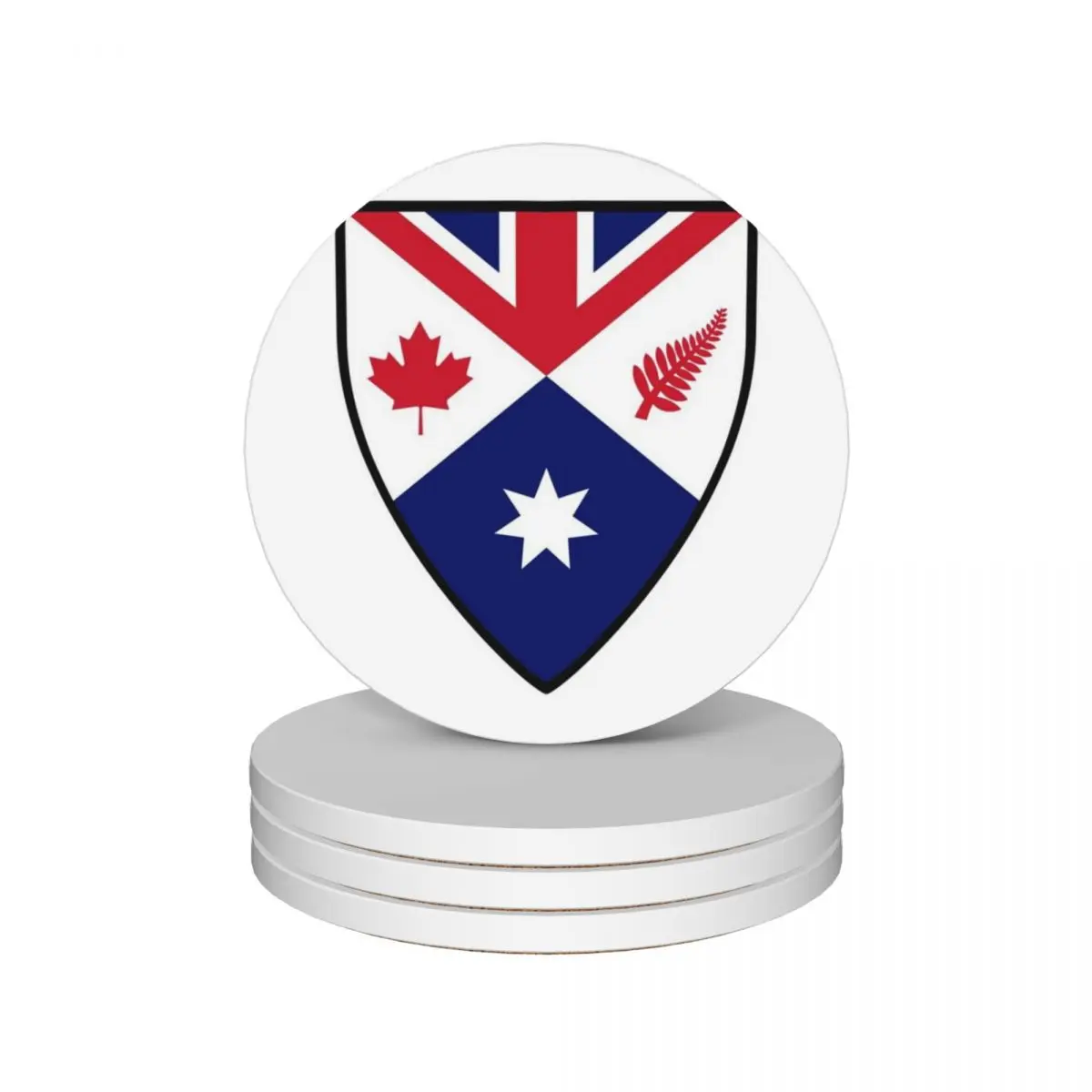 

CANZUK: Canada, Australia, New Zealand, United Kingdom (Shield Design) Ceramic Coasters (Set of 4) kawaii Cup for tea Coasters