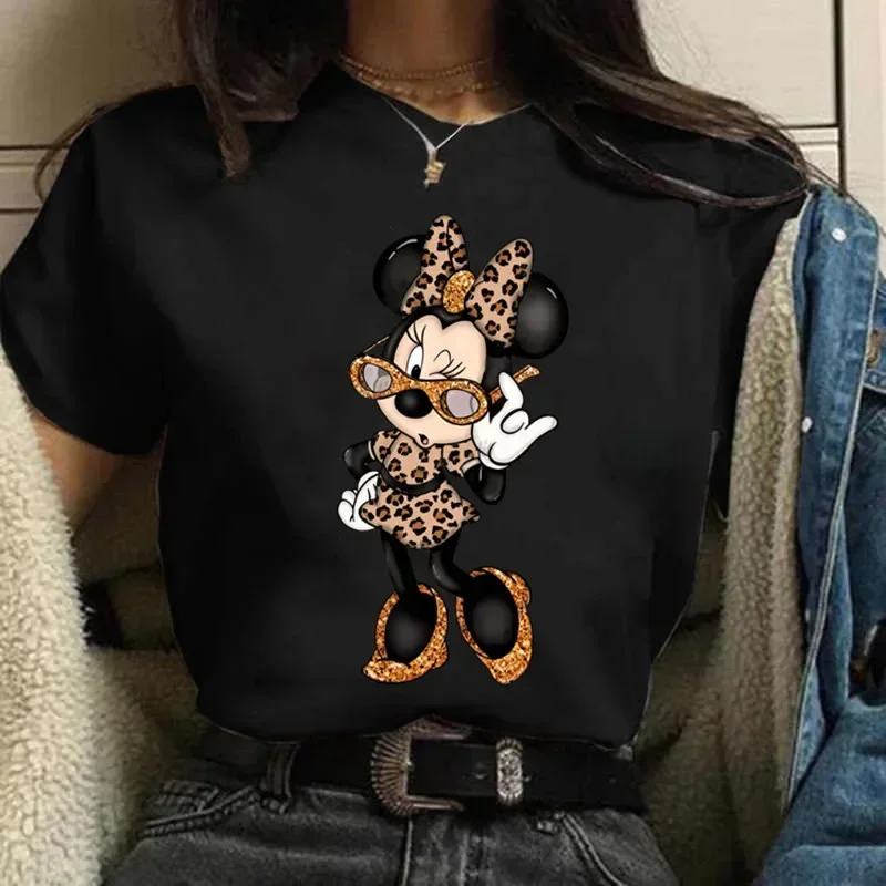 Fashion Minnie Mouse T-shirt Women\'s Harajuku Clothing Short Sleeve Y2k Tops Minnie Casual Kawaii Female T Shirts Clothes