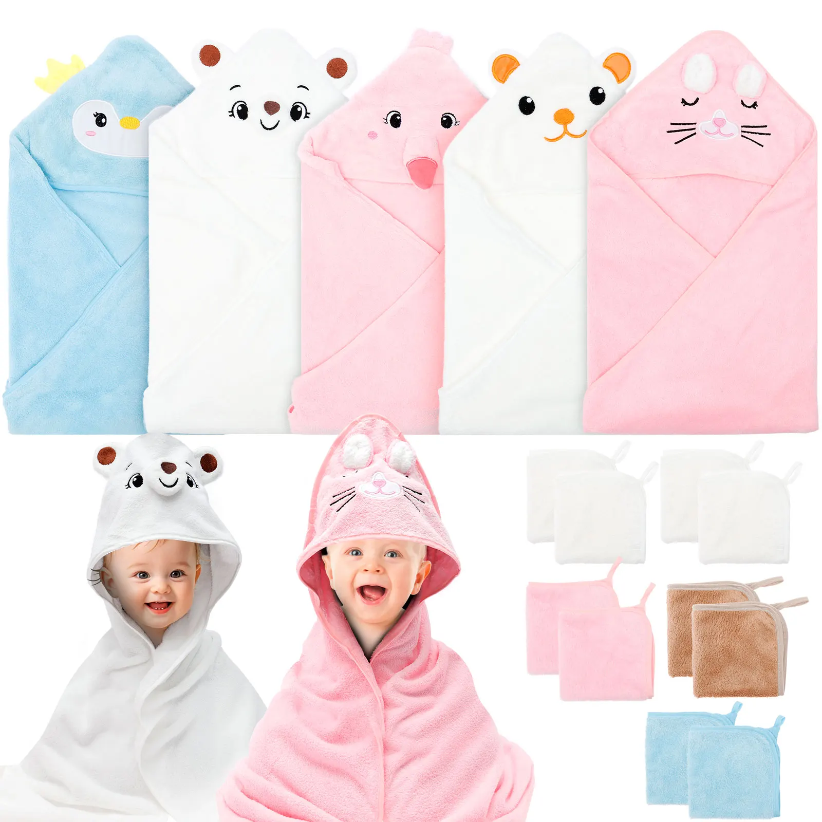 

Cartoon Baby Bath Towels Soft Coral Velvet Absorbent Hooded Towel Blanket hand towel Bathrobe Toddlers Kids Baby newborn items