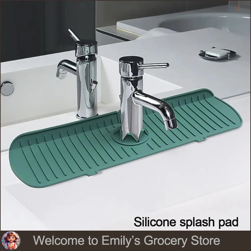 1Pcs Silicone Faucet Mat Water Ripples Kitchen Bathroom Drainage Pad Wash Basin Large Sink Splash Pad Countertop Protector