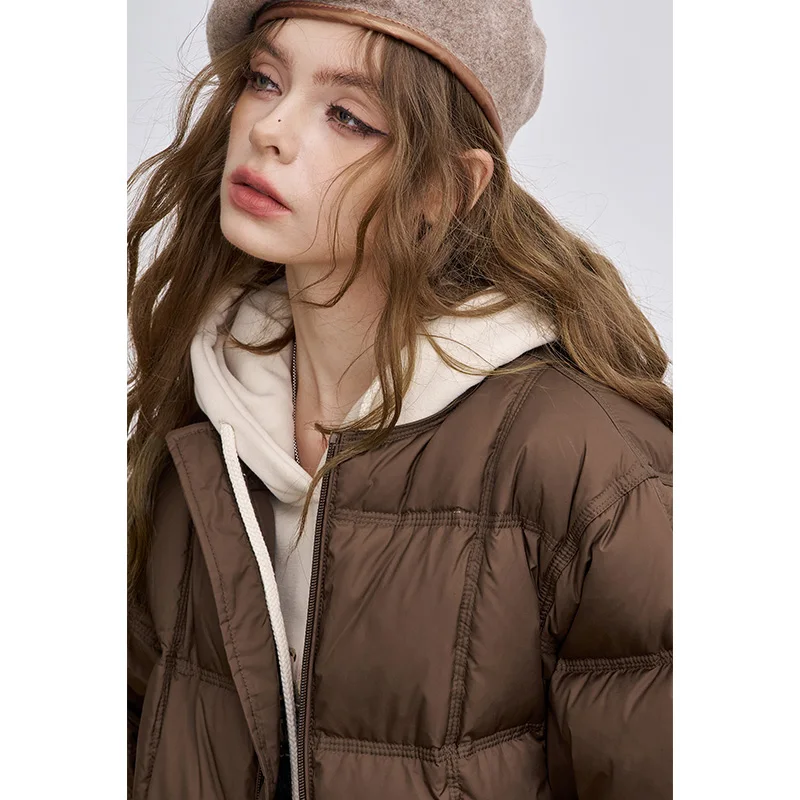 ELFSACK 2025 inverno recém chegados casual solto em torno do pescoço sem capuz jaqueta para mulher