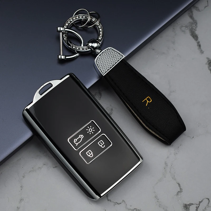 Silver Edge Car Key Cover Case Fob For Renault Captur Megane Talisman Espace Clio Zoe Koleos Scenic 4 Arkana Dacia Sandero Card