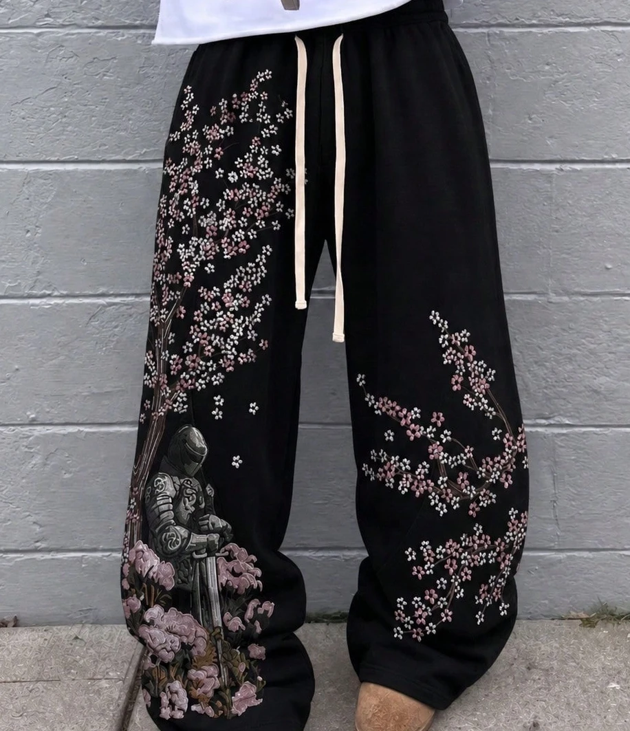 2026 Summer Fashion New Hip Hop Gothic Cherry Blossoms 3D Printing Street Wear Leisure Sports Outdoor Running Pants Large