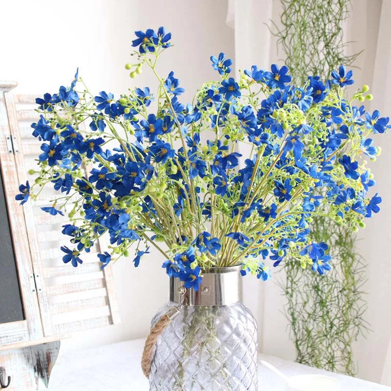 Hermosas flores artificiales pequeñas de color lila, decoración del jardín del hogar, decoración Floral para boda, flores artificiales, regalo de Navidad