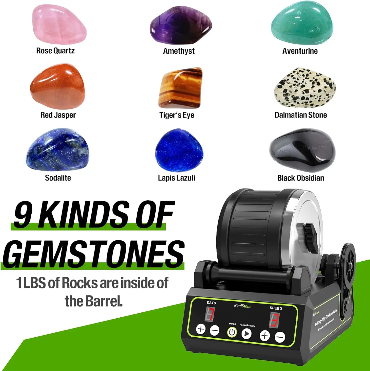 C1 Pro Brushless Rock Tumbler Kit – professionell, großes 2,5 Pfund Kapazität, bis zu 3X langlebiger, extrem lange Arbeitslebensdauer, rotierender Pol