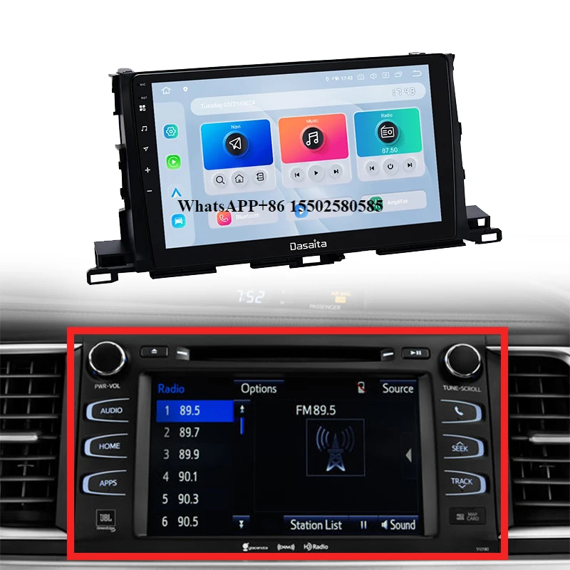 

Android Car Radio Intelligent System Multimedia Player Stereo Navigation GPS Wireless Carplay for Highlander 2015-2019