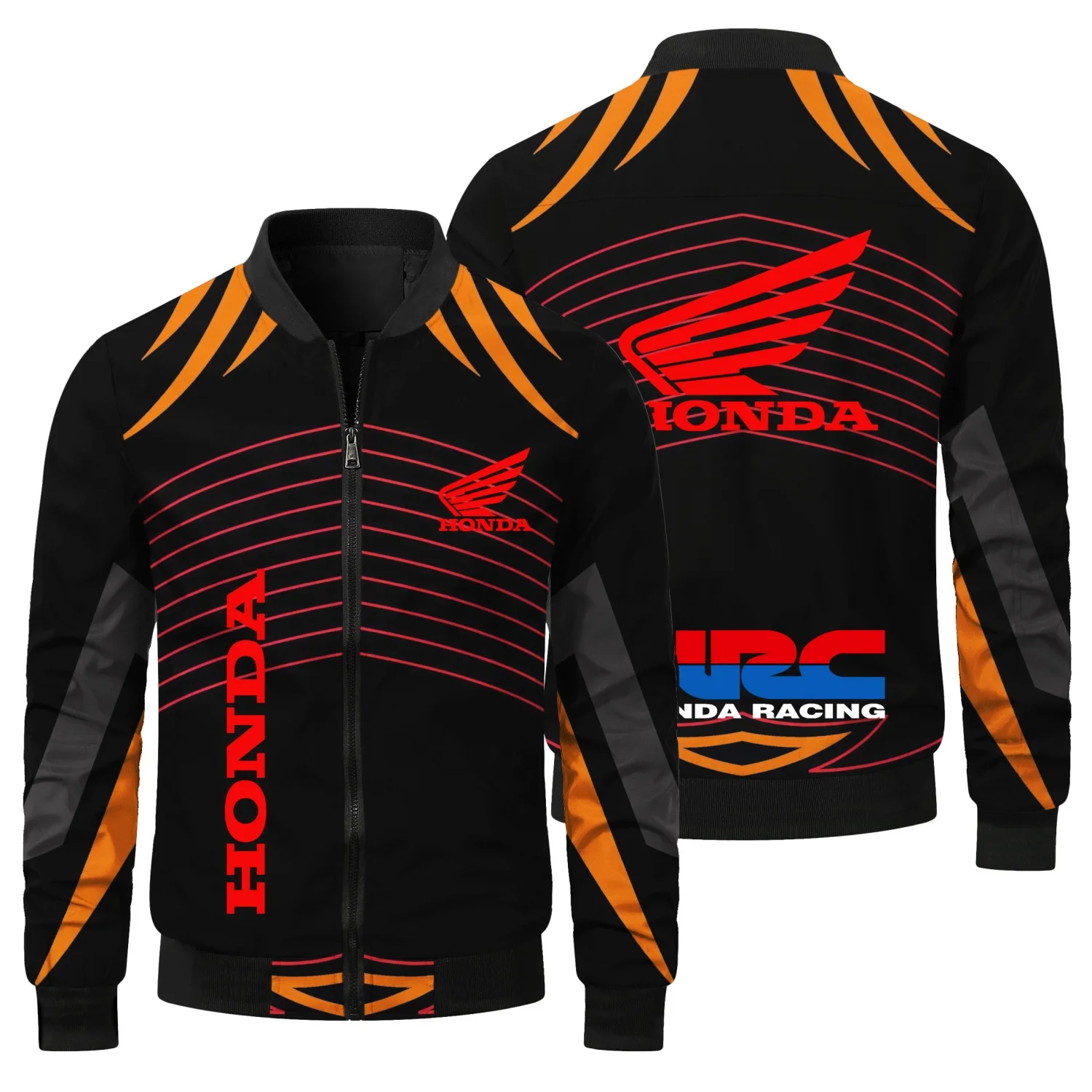 2025 New Honda Logo Y2K Motorcycle Zipper Round Neck Jacket Sports and Leisure Wear Racing Suit Road Bicycle Windbreaker
