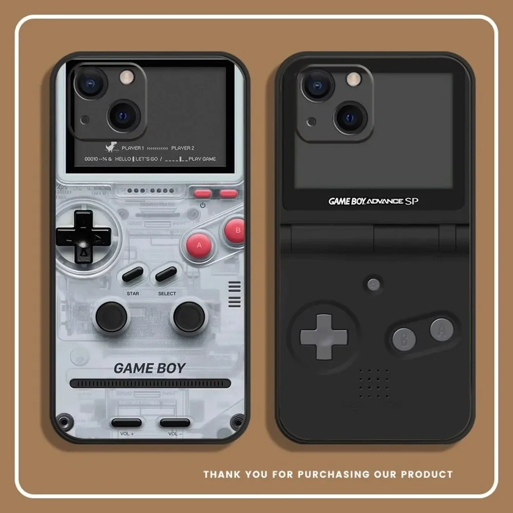 Retro Game Console G-Gameboy Phone Case For iPhone 14,13,12 Mini 11 Pro XR,X,XS,MAX 6S,7,8 Plus Silicone Cover Soft black