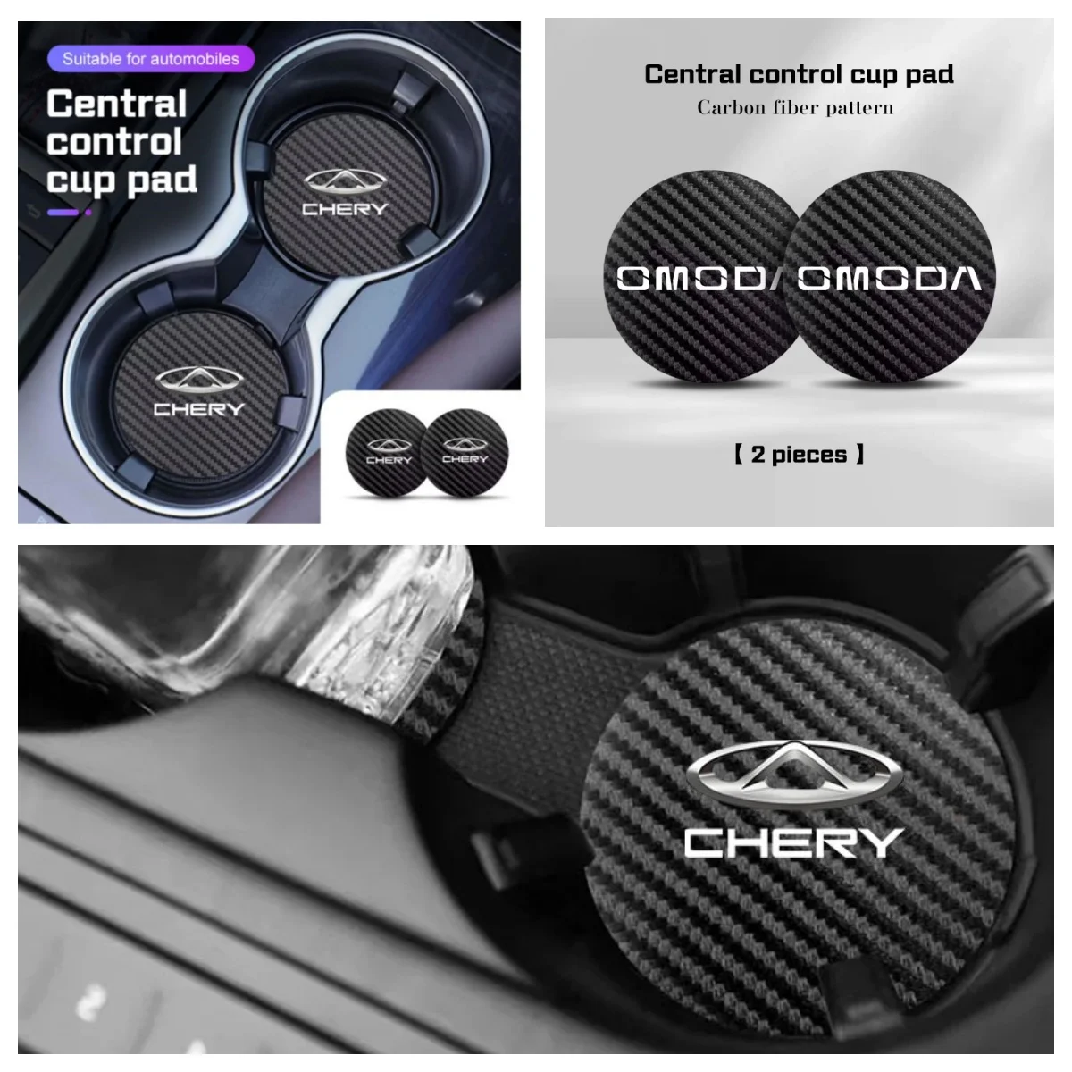 2Pcs Car Coaster Anti‑Slip Water Cup Pads For Chery Exeed RX VX TXL Omoda Tiggo 7 8 Pro 4 3 Arrizo 6 QQ 5x X Interior Accessorie