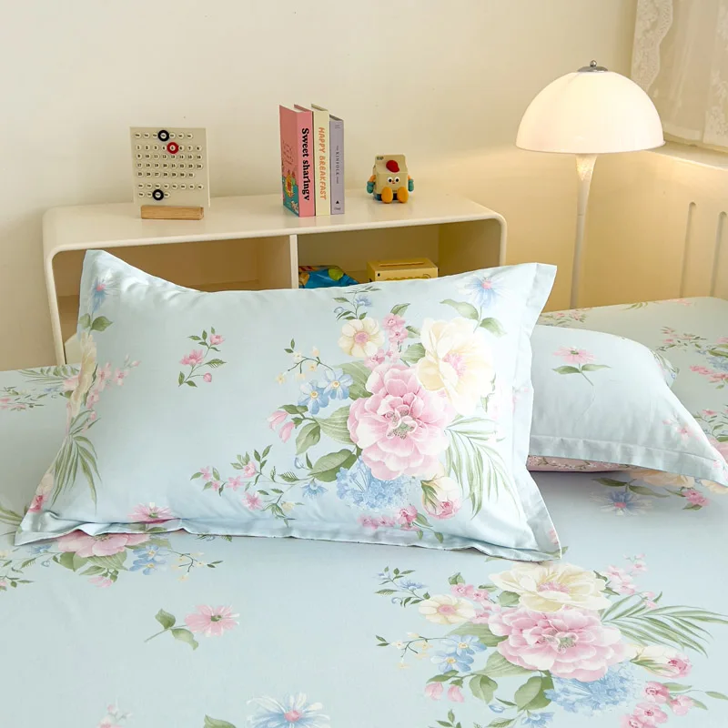 100% Cotton 48cm*74cm Pillowcase Beauty Floral Printing Pillow Case Cover For Bedroom