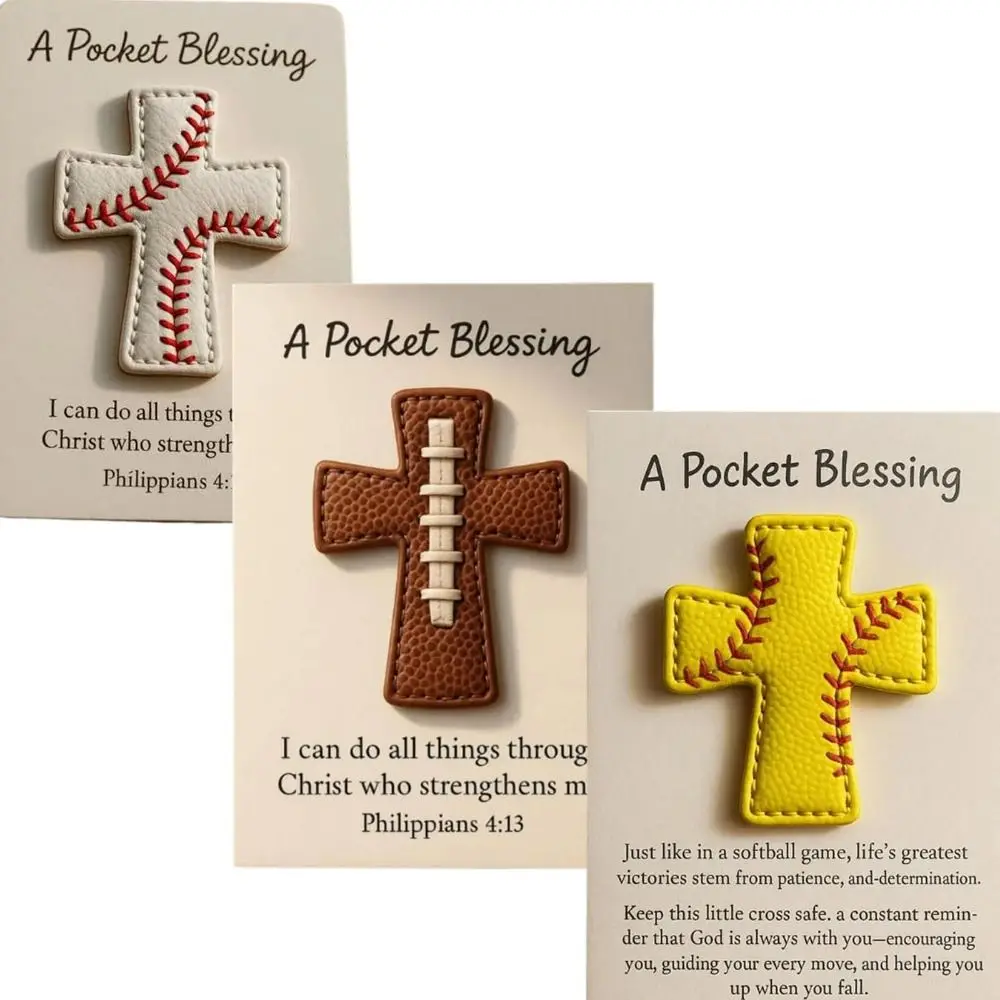 

Handmade Cross Pocket Blessing DIY Craft Card Softball Cross Edition Pocket-Sized Relieve Stress Football Cross Edition