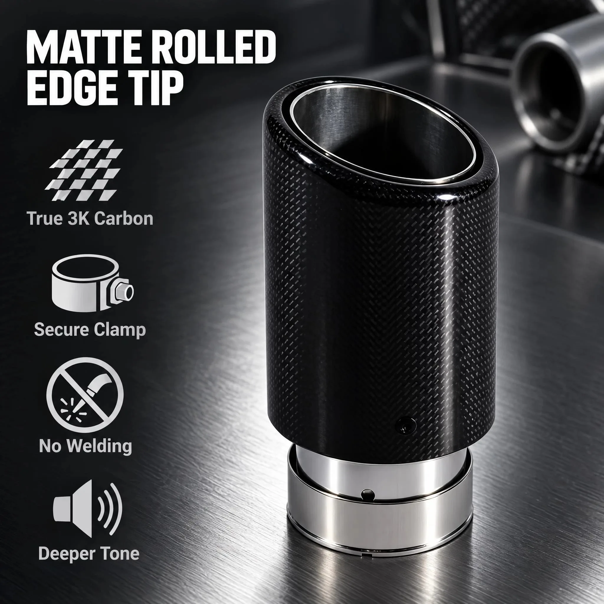 GTEFO 1 Piece  Roll Edge Matte Carbon Fiber Stainless Steel Car Performance Parts Exhaust Tips Muffler Modify