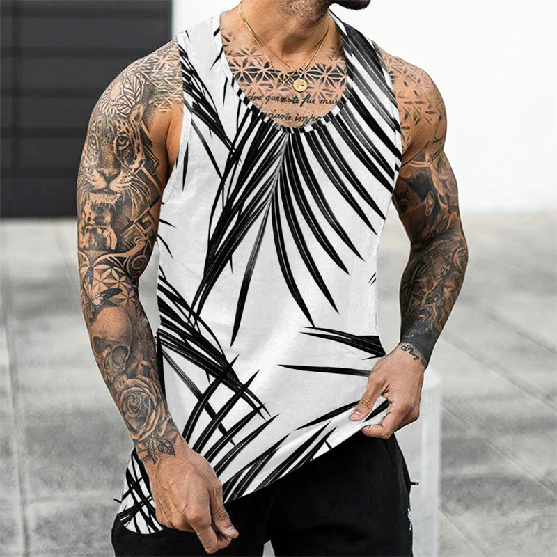 3d Tank Tops Male Leisure Vest Coconut Tree Sunset Print Streetwear Large Size Men Spring Sleeveless Shirt Fitness Vest Top Tees