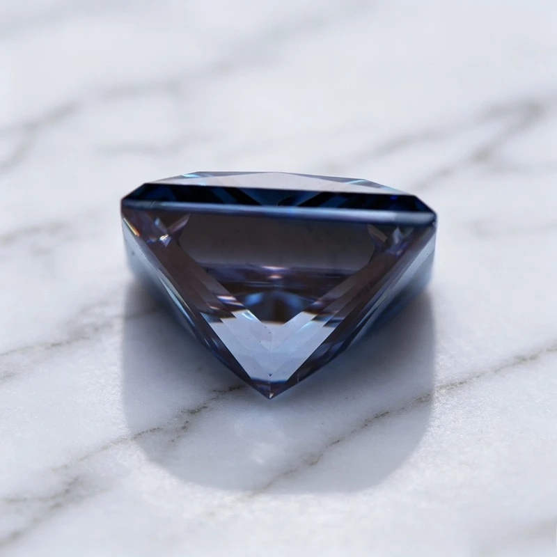 Moissanit-Stein im Princess-Schliff, saphirblau, im Labor gezüchteter Edelstein für DIY-Schmuckherstellung, besteht den Diamanttest mit Zertifikat. – Detail 4