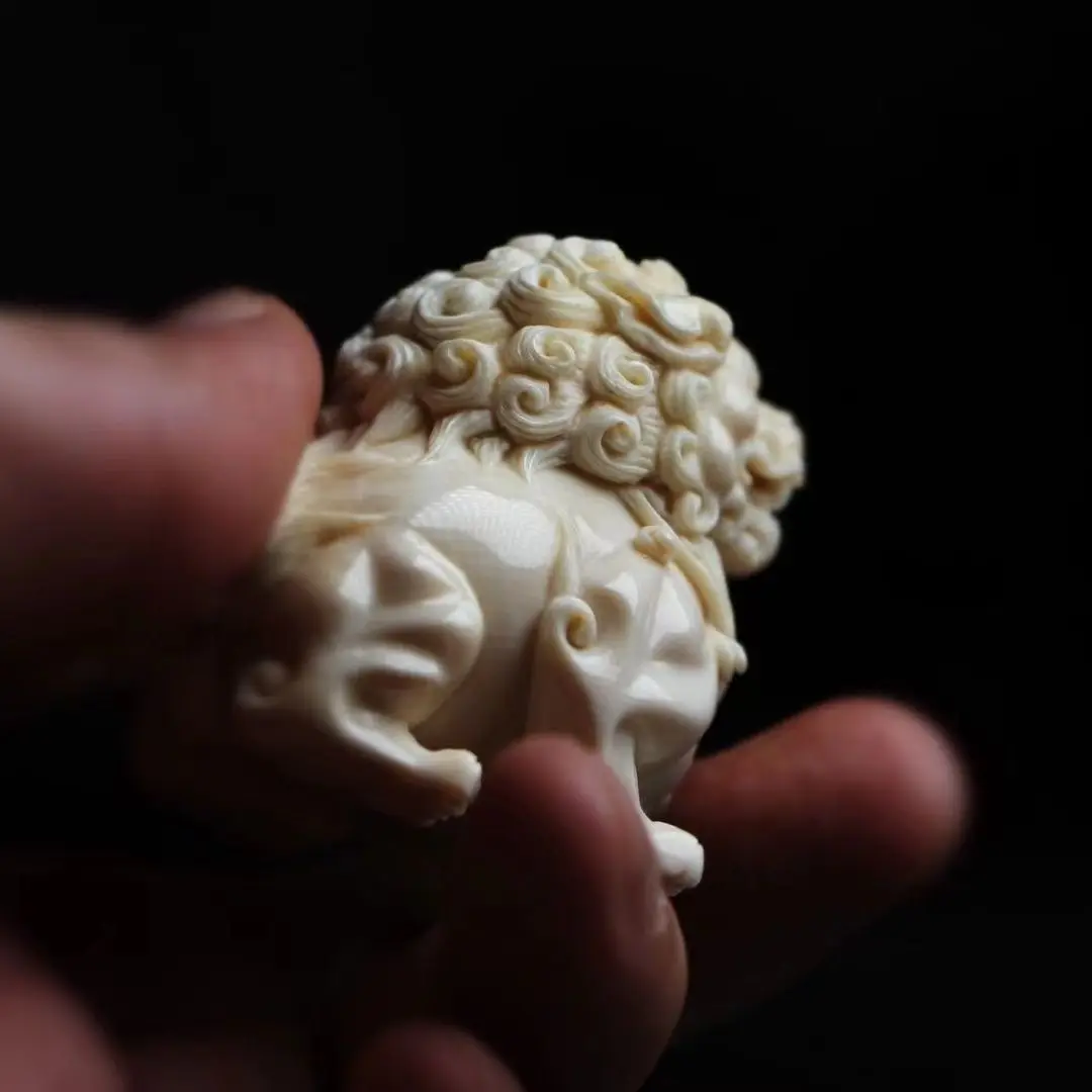 Mammoth Ivory Inviting Wealth Brave Hand-carved Handle Pieces Tang Lion Carving Unicorn Desktop Small Ornaments Hand Toy Pieces