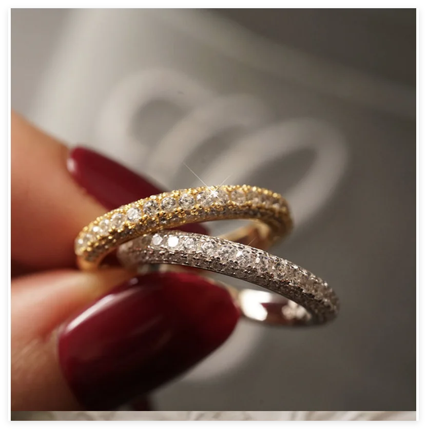 Image of Fancy Cross Twist Twine Damen Ring Goldfarbe mit Mikrokristall Zirkon Stein Zarte Eheringe Dame Modeschmuck