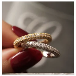 Fancy Cross Twist Twine Women Ring Gold Color with Micro Crystal Zircon Stone Delicate Wedding Rings Lady Fashion Jewelry