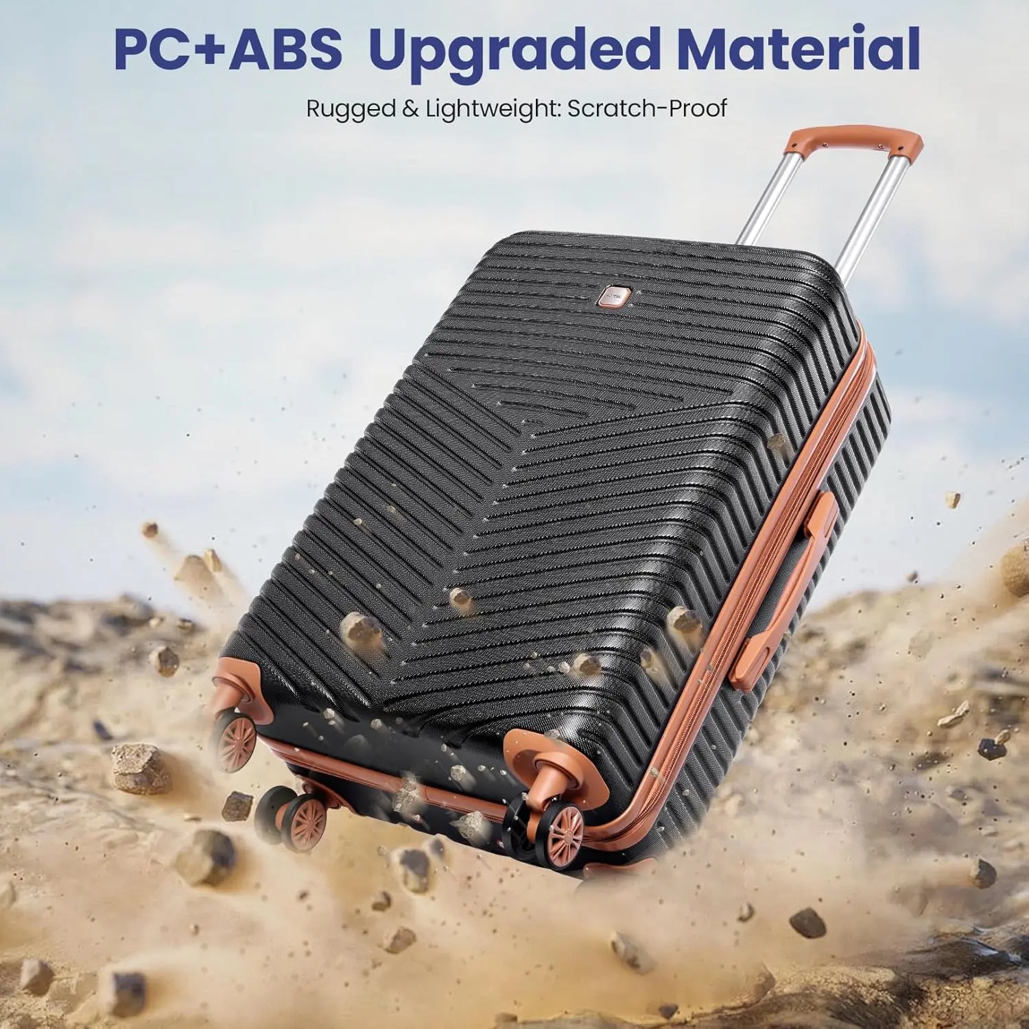 4 Piece Luggage Set Carry On ABS+PC Hard Shell Suitcase Travel Packing Box With Spinner Wheels & TSA Lock For Business ﻿Trip