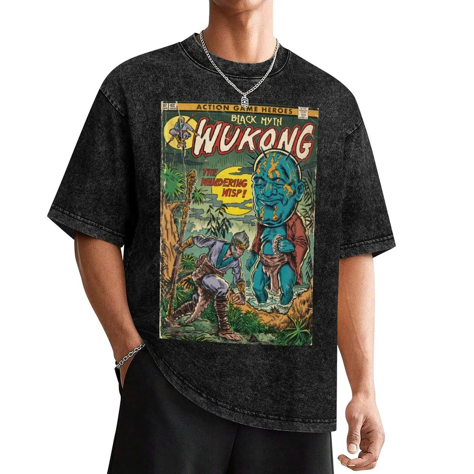 

The Wandering Wisp! Black Myth Wukong Comic Book Cover Fan Art T-Shirt tshirts personalised anime stuff mens vintage t shirts